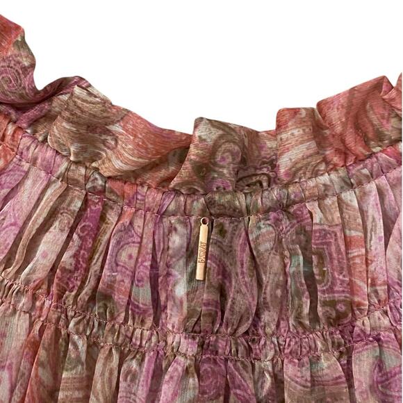 NWT Misa Almaha Mini Dress Small Pink Muted Paisley Ruffle Feminine - Picture 12 of 16